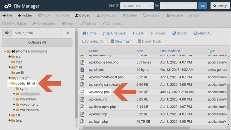 Find the WordPress config file