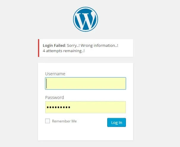 What happens when a user enters incorrect credentials