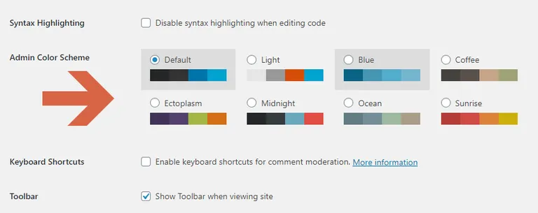 How to change the admin color scheme of WordPress?