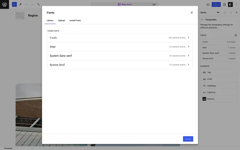 The new Font Library modal in WordPress 6.5 managing installed fonts.