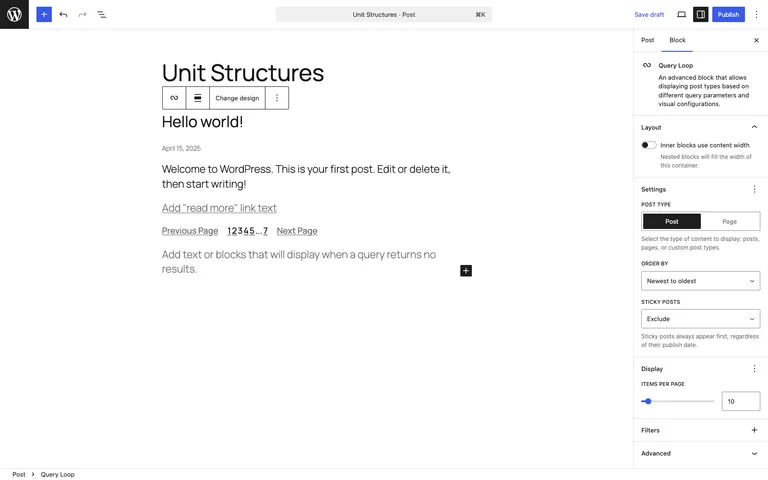 The Query Loop block's new sticky posts control in WordPress 6.8.
